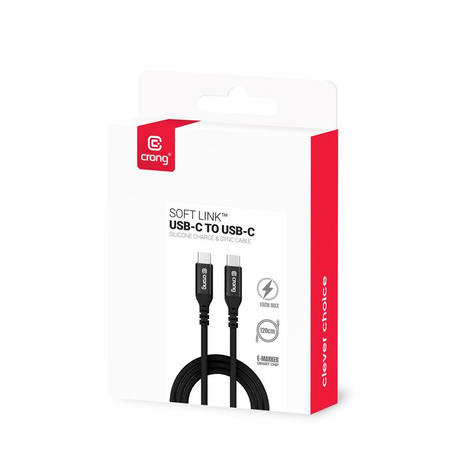 Crong Soft Link - 100W PD 5A USB-C és USB-C 25cm-es kábel (fekete)