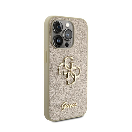 Pouzdro Guess Glitter Script Big 4G - iPhone 15 Pro (zlaté)