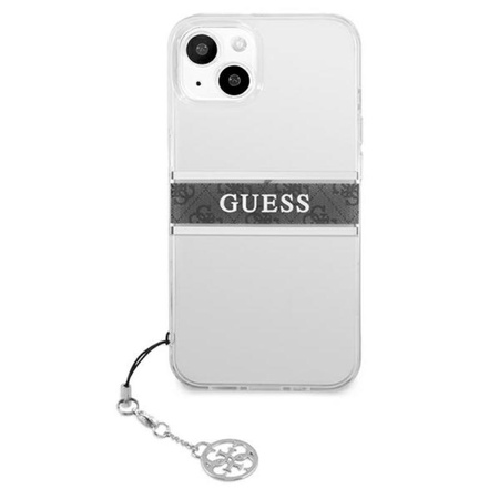 Guess 4G csíkos szürke charm - iPhone 13 mini tok (átlátszó)