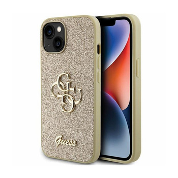 Pouzdro Guess Glitter Script Big 4G - iPhone 15 Plus (zlaté)