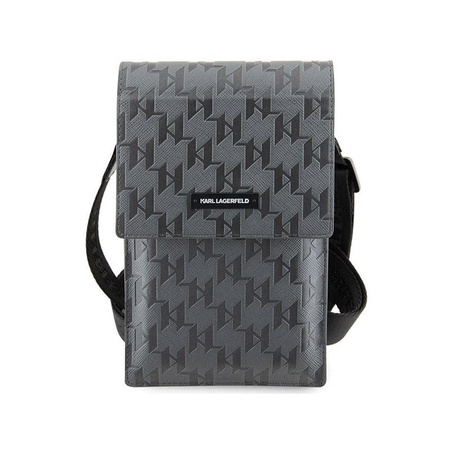 Karl Lagerfeld Saffiano Mongram Plaque - Sac pour smartphone et accessoires (Argent)