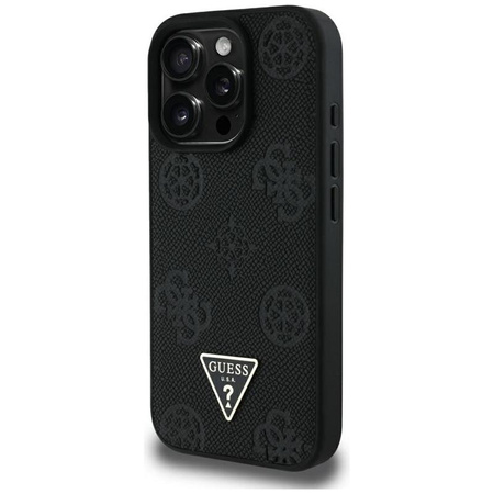 Guess Grained Hot Stamp Peony Triangle Logo MagSafe - Case for iPhone 16 Pro Max (black)