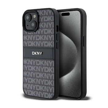 DKNY Leather Mono Stripe & Metal Logo - iPhone 15 / 14 / 13 Case (black)