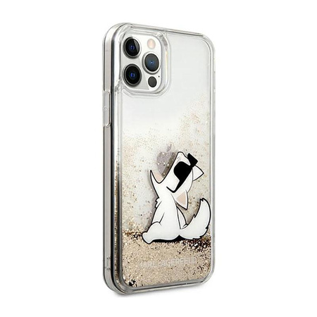 Karl Lagerfeld Liquid Glitter Choupette Fun - pouzdro pro iPhone 12 / iPhone 12 Pro (zlaté)