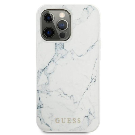 Guess Marble - pouzdro pro iPhone 13 Pro (bílé)