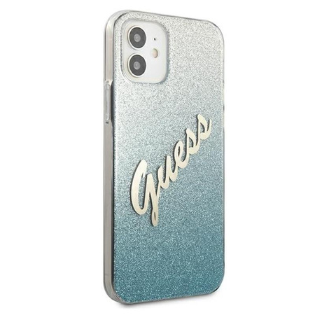 Guess Glitter Gradient Script - pouzdro pro iPhone 12 mini (modré)