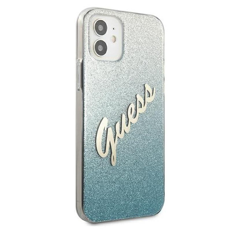 Guess Glitter Gradient Script - Coque pour iPhone 12 mini (bleu)