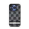 DKNY Leather Checkered Mono Pattern & Printed Stripes - iPhone 15 Pro Max Case (black)