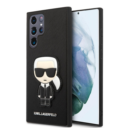 Karl Lagerfeld Saffiano Ikonik Patch - Étui Samsung Galaxy S22 Ultra (noir)