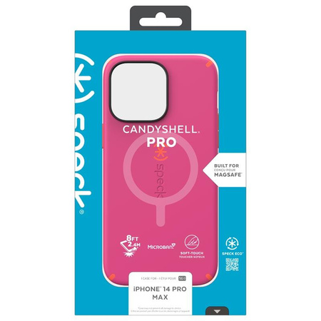 Speck CandyShell Pro + MagSafe - iPhone 14 Pro Max Hülle mit MICROBAN Beschichtung (Digital Pink / Energy Red)