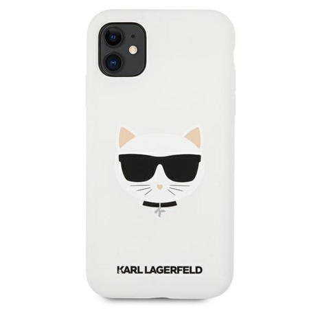 Karl Lagerfeld Choupette Head Silicone - Coque iPhone 11 (blanc)