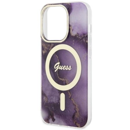 Guess Golden Marble MagSafe - iPhone 14 Pro Max Case (Purple)