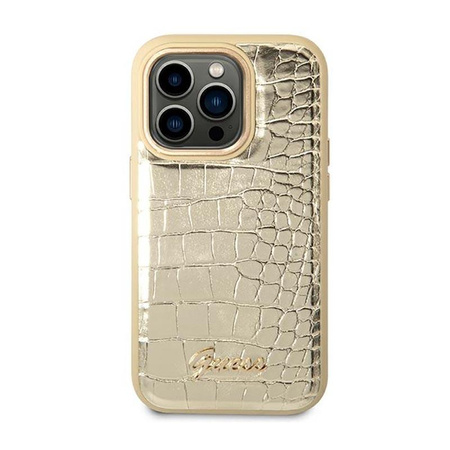 Guess Croco Collection - Coque pour iPhone 14 Pro Max (Or)