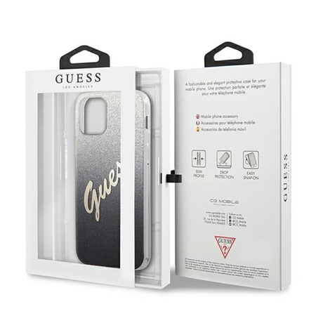 Guess Glitter Gradient Script - Etui iPhone 12 mini (czarny)