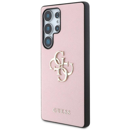 Guess Grained Big 4G Logo Small Classic Logo - Case for Samsung Galaxy S25 Ultra (pink)
