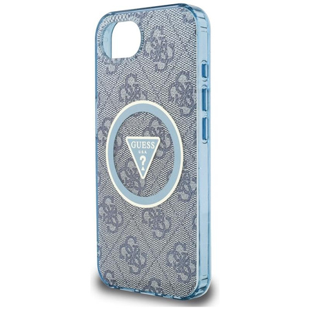 Guess IML Metal Glitter 4G Circle Triangle MagSafe - étui pour iPhone 16e (bleu)