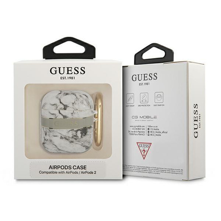 Guess Marble Strap - pouzdro pro Airpods 1/2 generace (šedé)