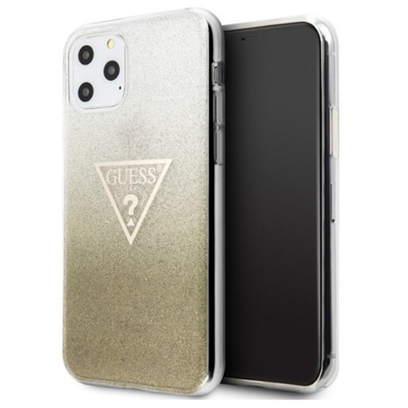 Guess Solid Glitter Triangle - Coque iPhone 11 (Or)