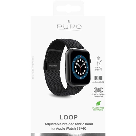 Puro Loop Band - Pletený řemínek pro Apple Watch 38/40/41 mm (černý)
