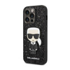 Karl Lagerfeld Glitter Flakes Ikonik - pouzdro pro iPhone 14 Pro (černé)