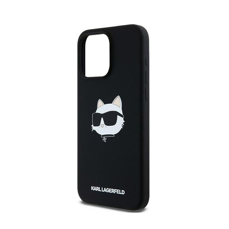 Karl Lagerfeld Silikonové pouzdro MagSafe s hlavou Choupette - iPhone 15 Pro Max (černé)