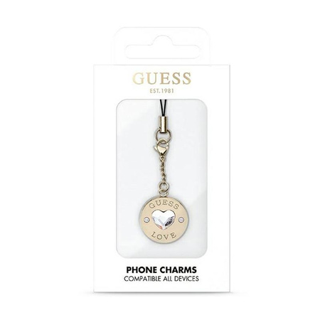 Guess Phone Strap Heart Diamond Charm with Rhinestones - Phone Pendant