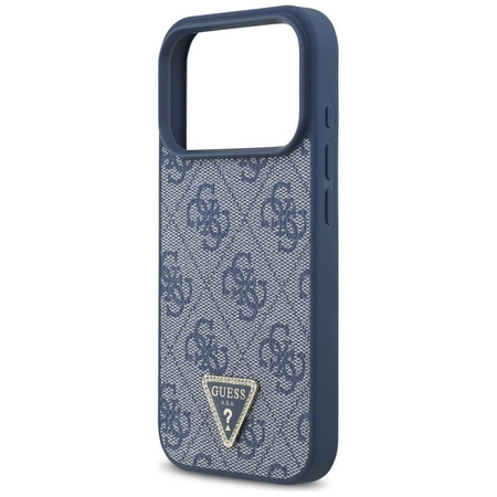 Guess Leather 4G Triangle Strass MagSafe - Hülle iPhone 17 Pro (Blau)