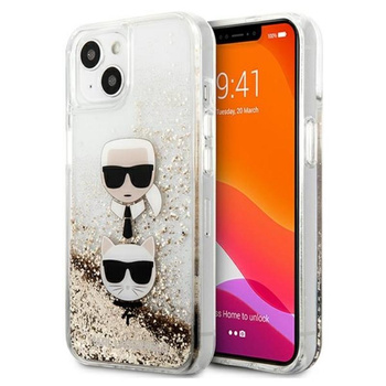 Karl Lagerfeld Liquid Glitter Karl & Choupette Head - iPhone 13 Case (Gold)
