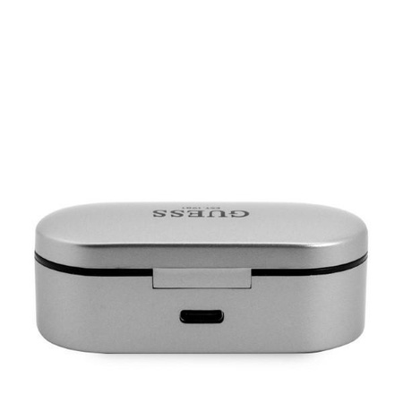 Guess True Wireless Earphones BT5.0 5H - Słuchawki TWS + etui ładujące (srebrny)