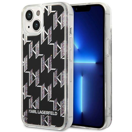 Karl Lagerfeld Monogram Liquid Glitter - pouzdro pro iPhone 14 (černé)