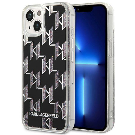 Karl Lagerfeld Monogram Liquid Glitter - Coque pour iPhone 14 Plus (noir)