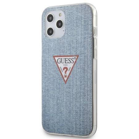 Pouzdro Guess Denim Triangle Lt - iPhone 12 Pro Max (modré)