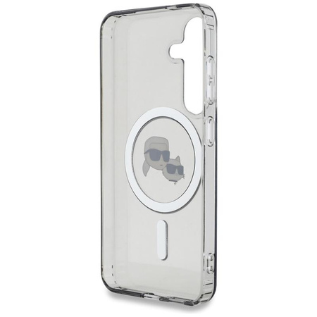 Karl Lagerfeld Button Karl & Choupette Heads Printed Logo MagSafe - Case for Samsung Galaxy S25 (Black)