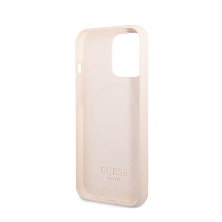 Guess Plaque logo en silicone MagSafe - Étui iPhone 13 Pro Max (rose)