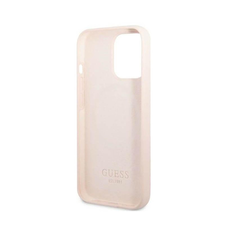 Guess Silikon Logo Platte MagSafe - iPhone 13 Pro Max Tasche (rosa)