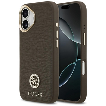 Guess Grained Strass Logo MagSafe - Hülle iPhone 17 (braun)