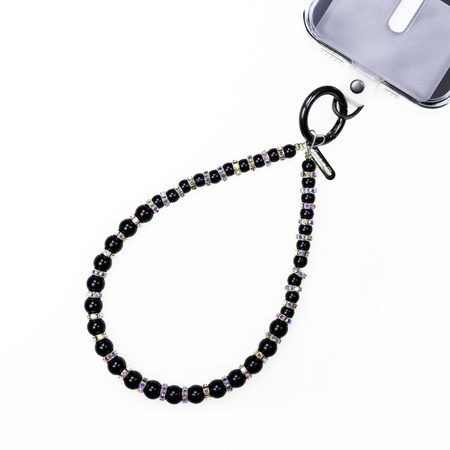 Crong Phone Charm Midnight Beads – stylowa zawieszka z czarnymi kamieniami i kryształami