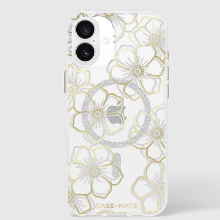 Pouzdro Case-Mate Floral Gems MagSafe - iPhone 16 Plus (zlaté)