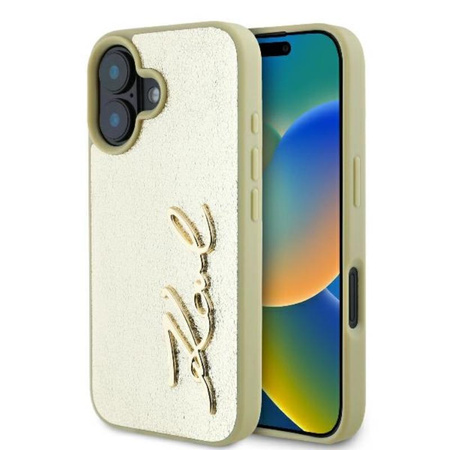 Karl Lagerfeld Metal Signature - pouzdro pro iPhone 16 (zlaté)