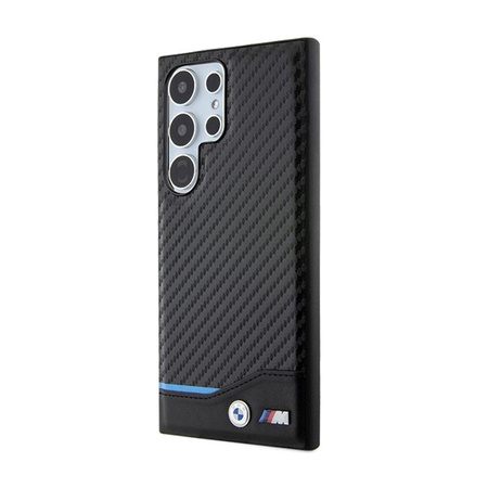 BMW Leather Carbon Blue Line - Case for Samsung Galaxy S24 Ultra (black)