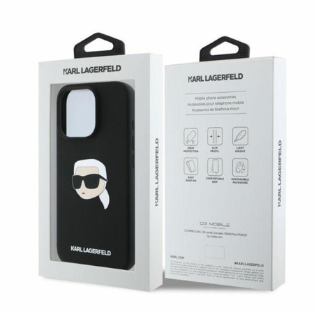 Karl Lagerfeld Silicone Karl Head Print MagSafe Case - iPhone 16 Pro Max (noir)