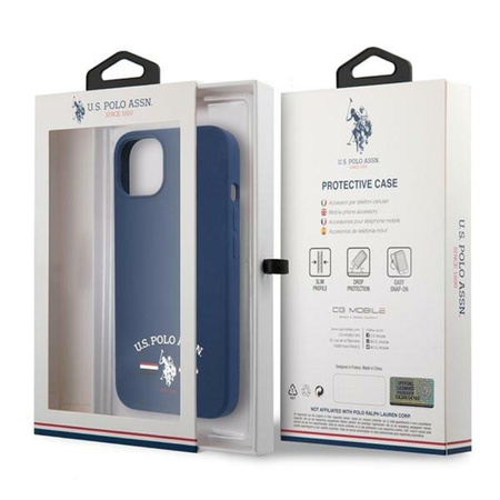 US Polo Assn Silicone Logo - Coque pour iPhone 13 mini (bleu marine)
