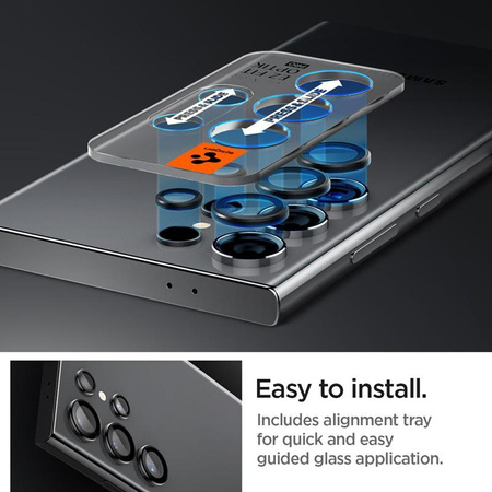 Spigen Optik Pro GLAS.TR EZ Fit kameravédő 2-Pack - Lencse védőüveg Samsung Galaxy S24 Ultra (2 db) (Fekete)