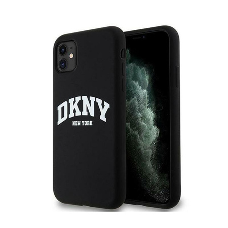 DKNY Liquid Silicone White Printed Logo MagSafe - Coque pour iPhone 11 (noir)