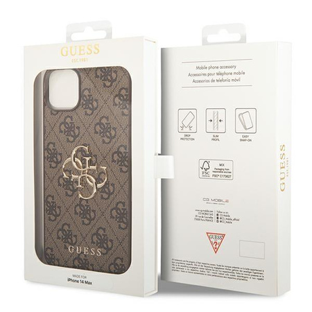 Guess 4G Big Metal Logo - iPhone 14 Tasche (braun)