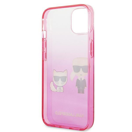Karl Lagerfeld Gradient Ikonik Karl & Choupette- Hülle für iPhone 13 mini (Rosa)