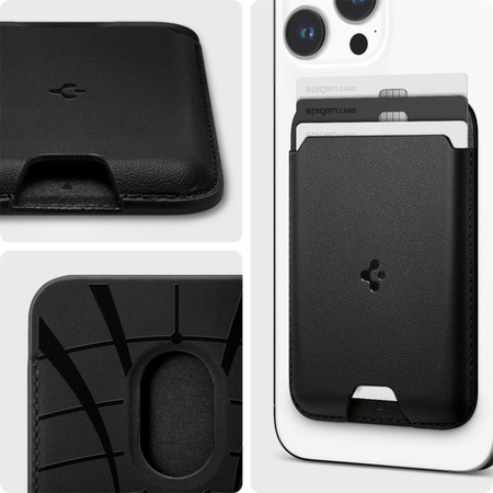 PORTFEL SPIGEN MAGSAFE NA KARTY, DO IPHONE, Dokumenty, Magnetyczny, Czarny