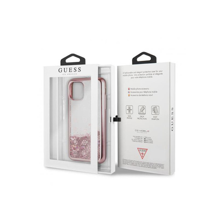 Guess 4G Peony Liquid Glitter - iPhone 11 tok (rózsaszín)