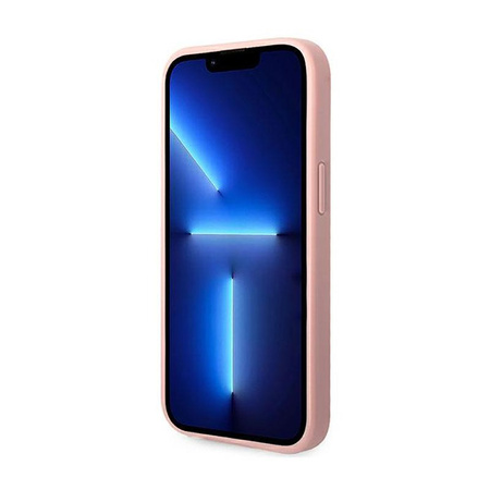 Guess Glitter Flakes Metall Logo Tasche - iPhone 14 Tasche (rosa)