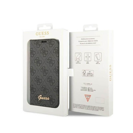 Guess 4G Metall Kamera Outline Booktype Case - iPhone 14 Pro Max Case (schwarz)